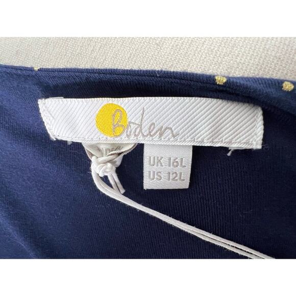 Boden Coraline Jersey Navy Metallic Spot Midi Dress Size 12 US Long Career - Picture 10 of 13